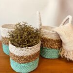 Seagrass Basket Set - Green / Natural / White - immagine 6