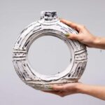 Round Donut Shaped Vase - Cream 30cm - immagine 2