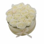 Soap Flower Gift Bouquet - 14 Cream Roses - Round - immagine 2