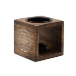 Square Mango Wood Oil Burner - Flower of Life - immagine 3