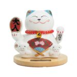 Solar Money Cat Wooden Base  - Blue moving Hand - immagine 3