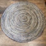 Round Jute and Recycle Denim Rug - 150 cm - immagine 2