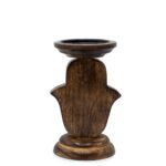 Mango Wood Candle Stand - Hamsa - Small 18x11cm - immagine 4