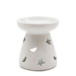 1x Sm Classic White Oil Burner - Moon & Star
