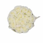 Soap Flower Gift Bouquet - 14 Cream Roses - Round - immagine 7
