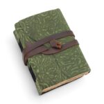 Fat Deckled Leather Notebook – Green Maze Pattern – 12.7×8.9 cm - immagine 5