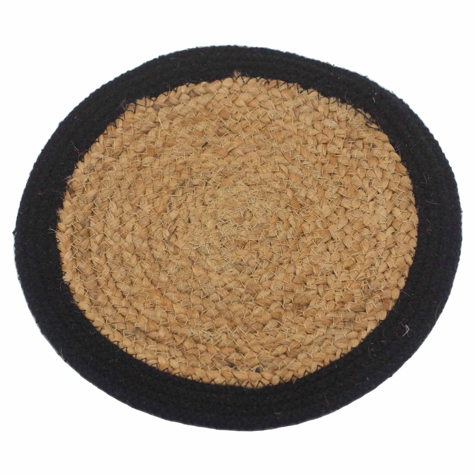 bG9jYWw6Ly9tZWRpYS9TUC9HQy82MFIzMEMxRzZSV0tHQ1NQLzliYWI0NTcyLmpwZWc.jpg Natural Place Mat - Jute & Cotton 30cm - Black Boarder - immagine 1