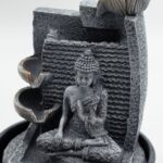 Tabletop Water Feature - 19x19x28cm - Buddha, Lotus Flower Cascading Potsx - immagine 2