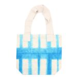 Natural Tye-Dye Cotton Bag (8oz) - 38x42x12cm - Sky Blue Blocks - Natural Handle - immagine 4