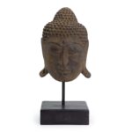Large Serenity Buddha Head on Stand  - Grey