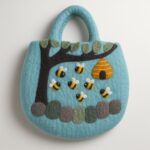 Tree and Beehive Felted Bag - 35x27cm - immagine 2