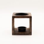 Square Mango Wood Oil Burner - Flower of Life - immagine 2