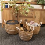 Cotton & Seagrass Large Baskets – Natural Stripes – Set of 3 - immagine 8