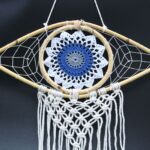 Protection Dream Cather - Med Macrame Eye White/ Blue/Grey - immagine 2
