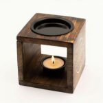 Square Mango Wood Oil Burner - Flower of Life - immagine 4