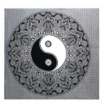 B&W Double Cotton Bedspread + Wall Hanging - Ying yang - immagine 2