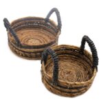 Banana Leaf & Hitam Raffia Basket- Set of 2 - immagine 3