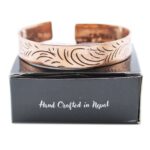 Copper Tibetan Bracelet - Wide Tribal Swirls - immagine 2