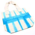 Natural Tye-Dye Cotton Bag (8oz) - 38x42x12cm - Sky Blue Blocks - Natural Handle - immagine 2