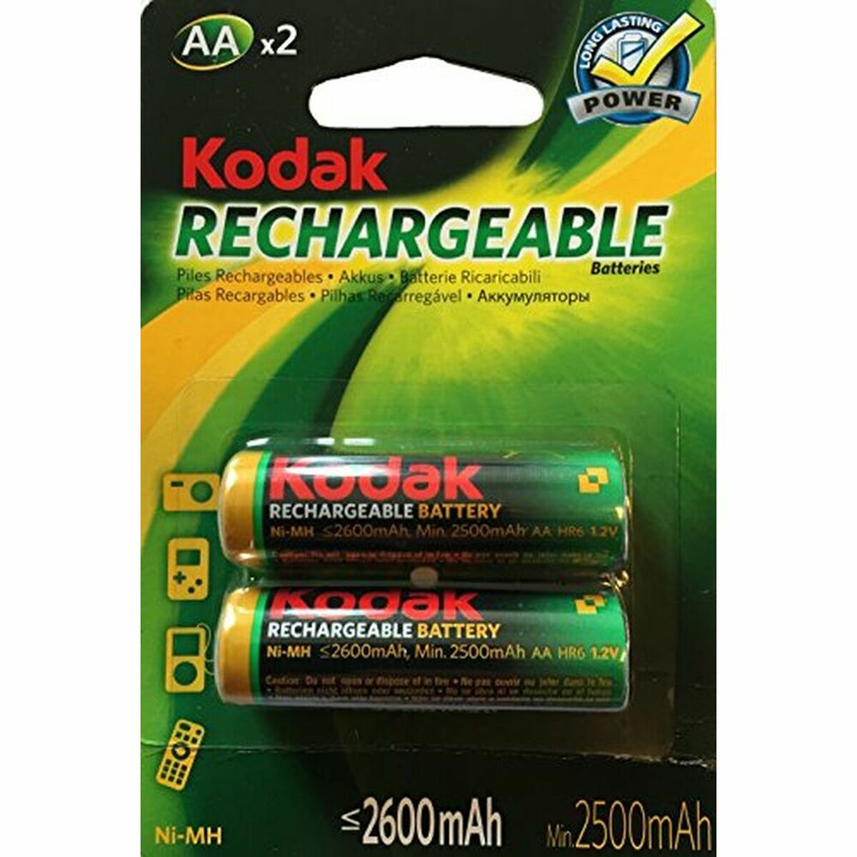 0887930955088_A03 Batterie Ricaricabile LR6 Kodak NI-MH 2600 mAh (2 pcs) - immagine 1
