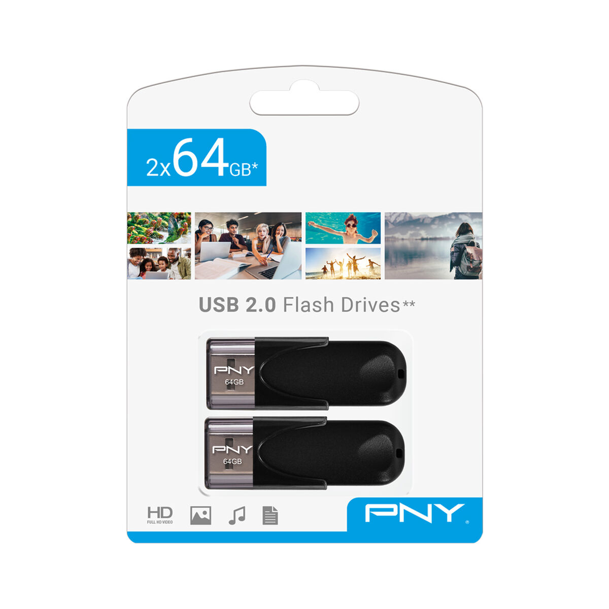 3536403368517_S0468820_P00 Memoria USB PNY FD64GATT4X2-EF Nero 64 GB (2 Unit?) - immagine 1