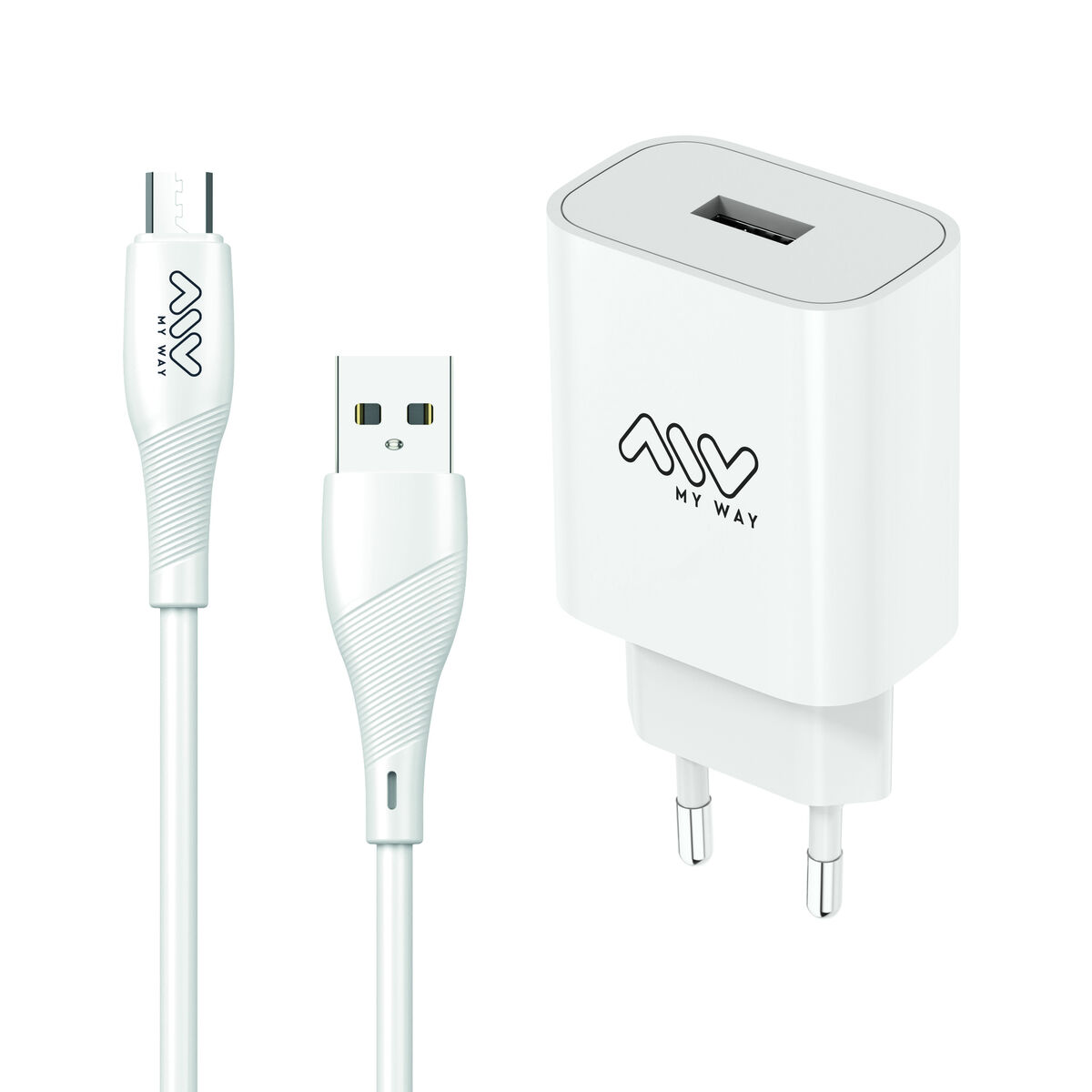 3663111147605_M1300524_P00 Caricabatterie da Parete + Cavo USB A con USB-C Myway Bianco 12 W - immagine 1