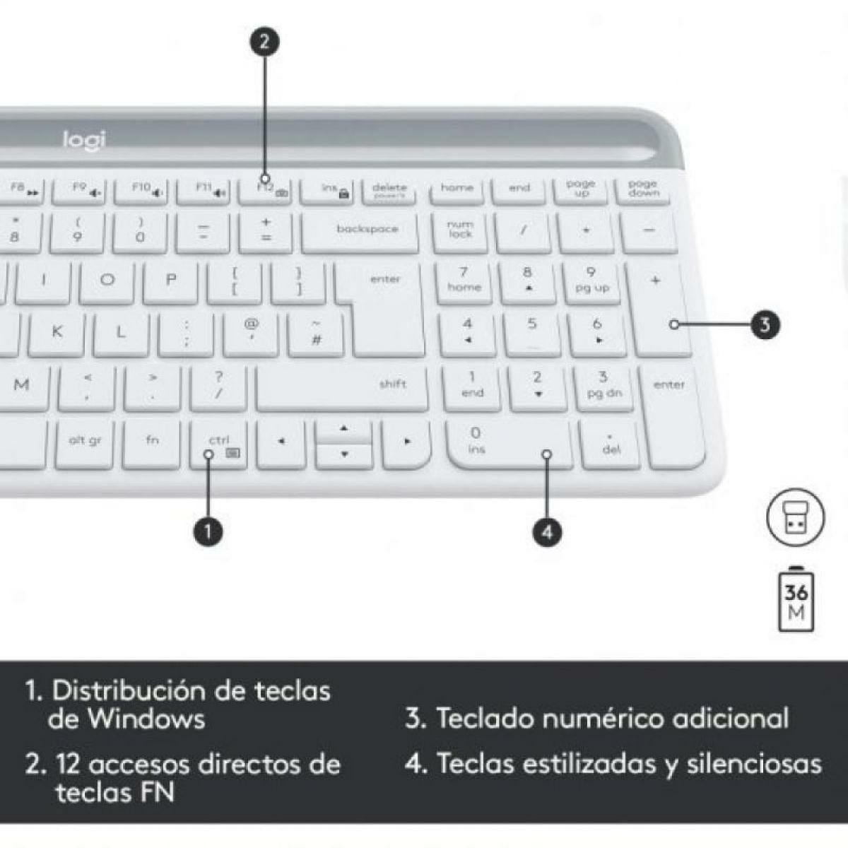 5099206086555_M0800505_P10 Tastiera e Mouse Logitech 920-009199 Bianco Qwerty in Spagnolo - immagine 1