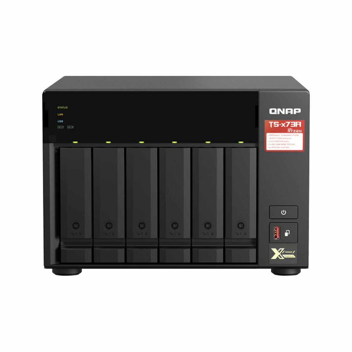 518087152 Memorizzazione in Rete NAS Qnap TS-673A-8G Nero - immagine 1