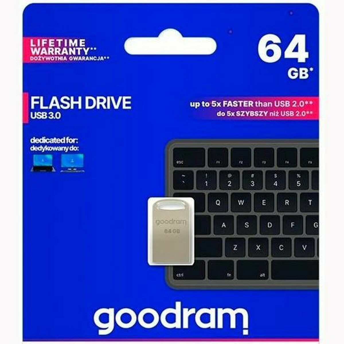 5908267920596_S7794338_P00 Memoria USB GoodRam UPO3 Grigio Argentato 64 GB - immagine 1