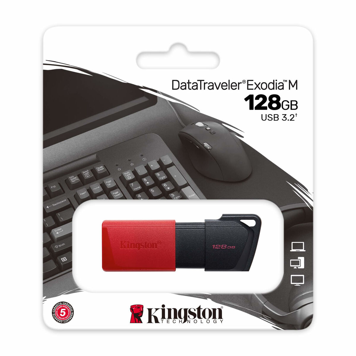 631317881 Memoria USB Kingston Exodia M Nero Rosso 128 GB - immagine 1