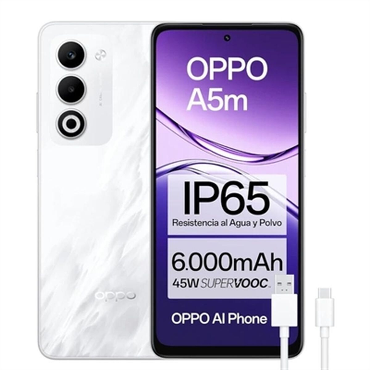 6932169372534_S0245500_P00 Smartphone Oppo A5M WHITE 6,67" Octa Core 8 GB RAM 256 GB Bianco - immagine 1