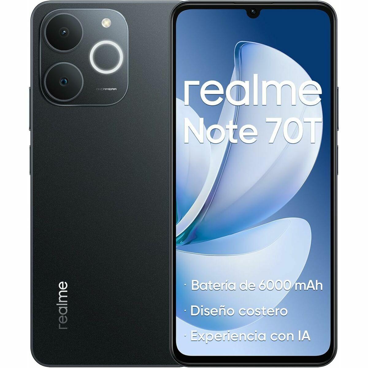 6941764469662_S0466297_P00 Smartphone Realme NOTE 70T 4 GB RAM 128 GB 6,74" Unisoc Nero - immagine 1