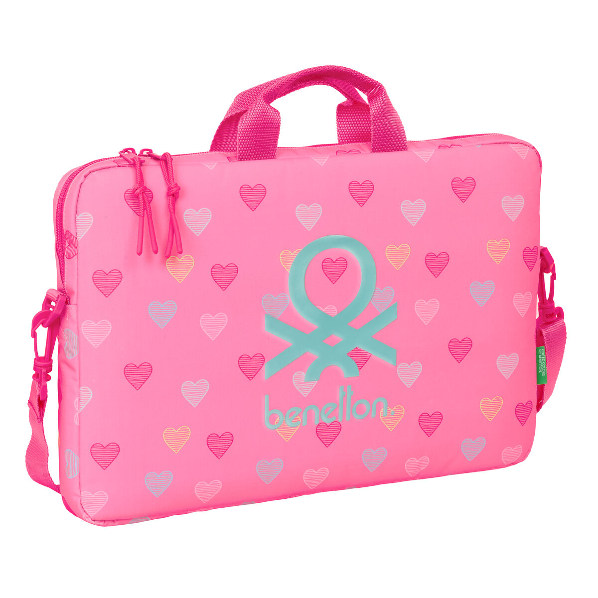 8412688616626_S4313928_P00 Valigetta per Portatile Benetton Heart Rosa 40 x 27 x 4 cm - immagine 1