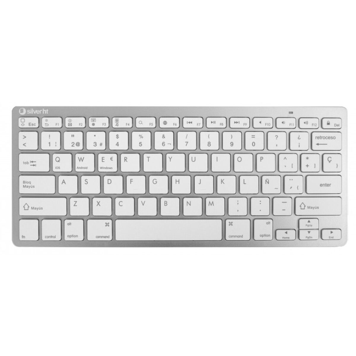 8420738193867_S0448408_P01 Tastiera Silver HT Teclado Inal?mbrico Colors Edition - Blanco Qwerty in Spagnolo Argentato - immagine 1