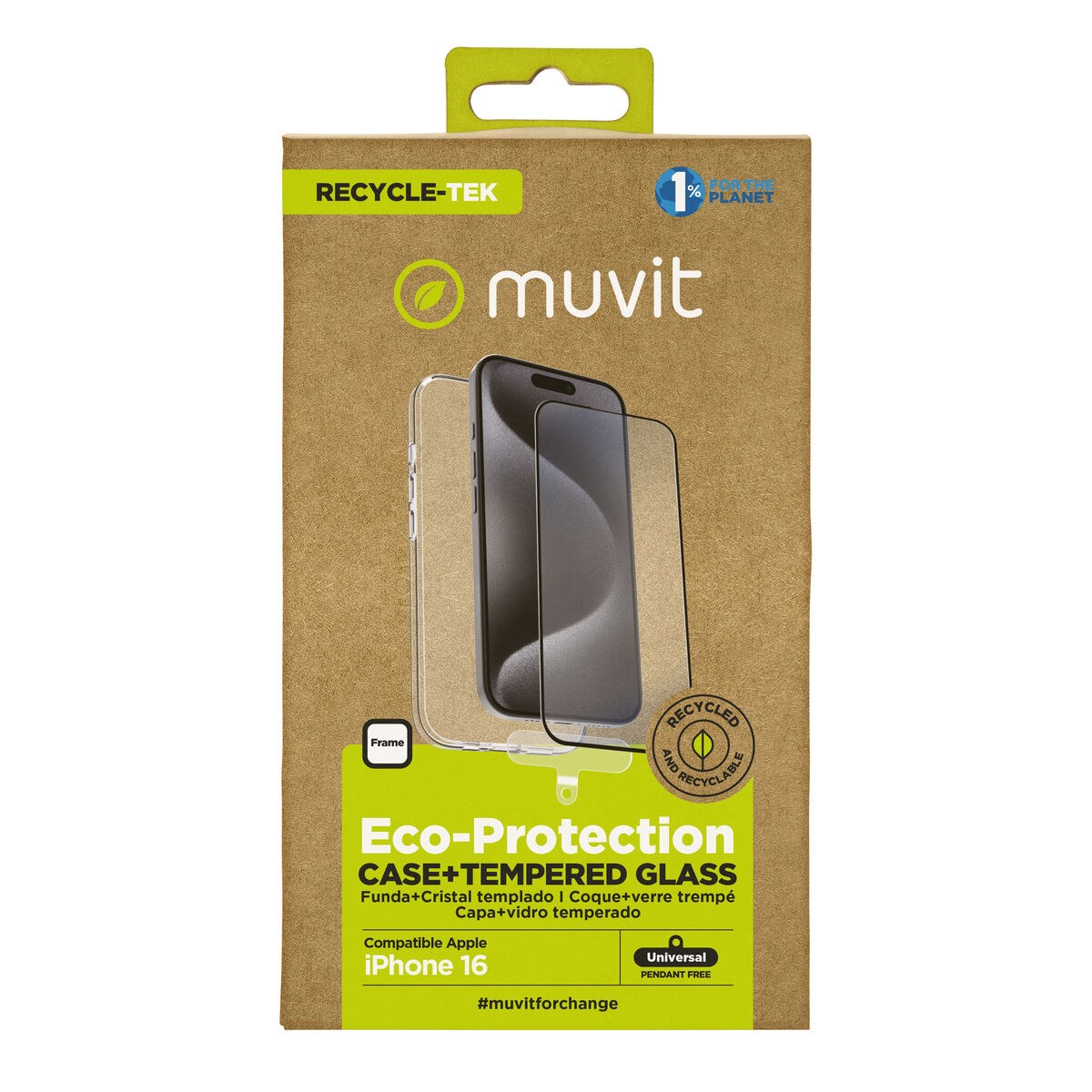 8426801174832_M1300214_P00 Custodia e Protettore per Cellulare Muvit for Change iPhone 16 Nero - immagine 1