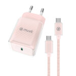 Caricabatterie da Parete + Cavo USB-C Muvit for Change  Glass GaN Rosa