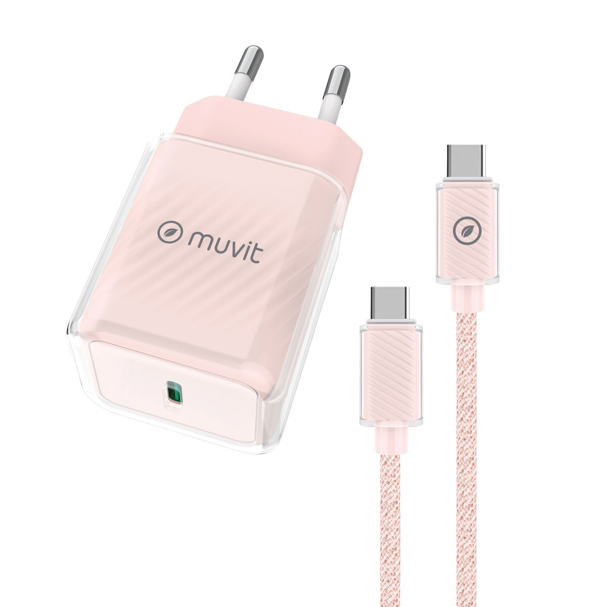 8426801175525_M1300217_P00 Caricabatterie da Parete + Cavo USB-C Muvit for Change Glass GaN Rosa - immagine 1