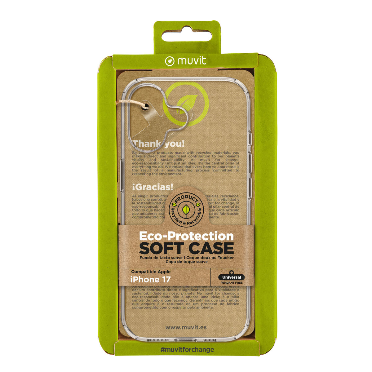 8426801178946_M1300680_P00 Custodia per Cellulare Muvit for Change iPhone 17 Trasparente - immagine 1