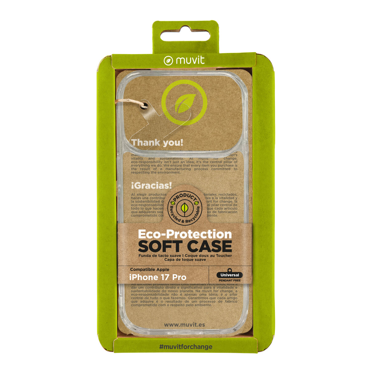 8426801178953_M1300681_P00 Custodia per Cellulare Muvit for Change iPhone 17 Pro Trasparente - immagine 1