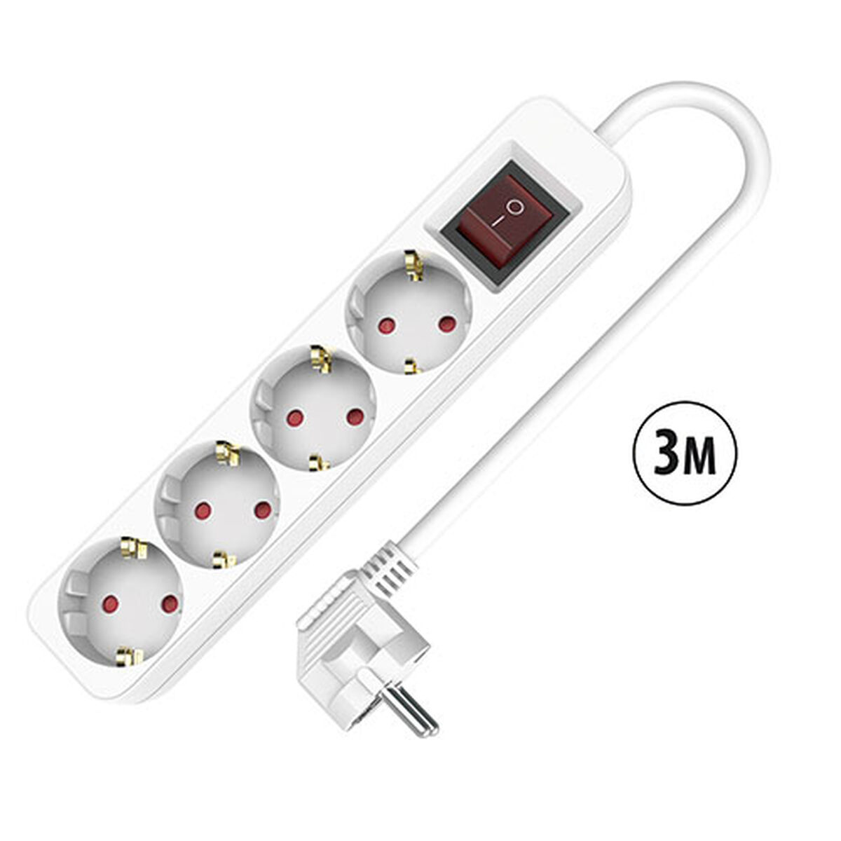 8436585383450_S6505427_P00 Multipresa con 4 Prese con Interruttore TM Electron TMUAD534S Bianco 3680 W (3 m) - immagine 1