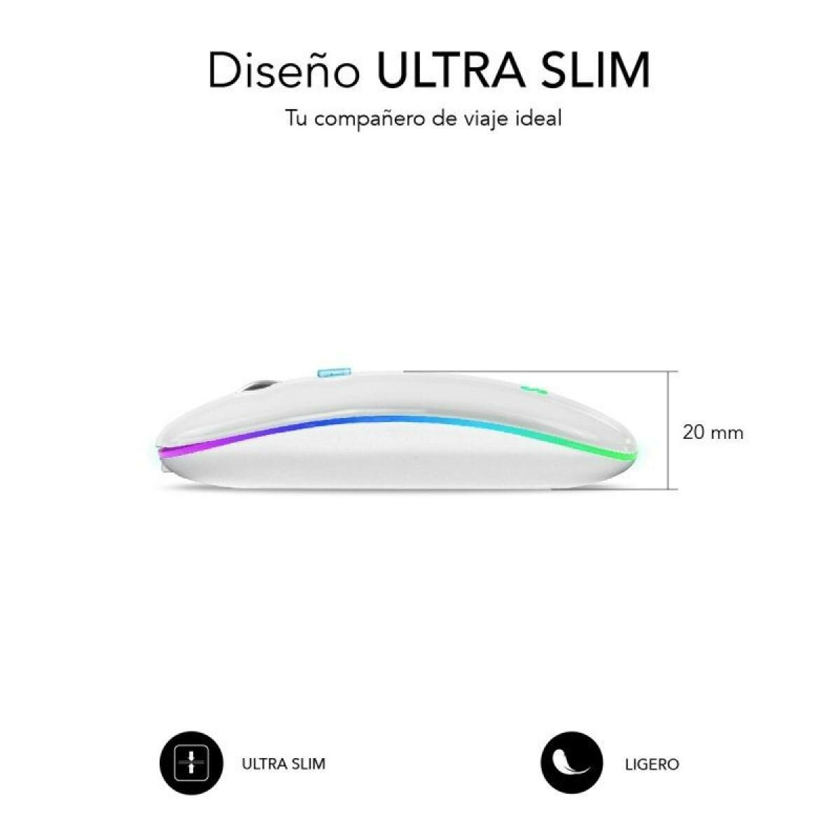 8436586742034_M0800718_P00 Mouse Bluetooth Wireless Subblim SUBMO-LDFLAT2 Bianco 1600 dpi - immagine 1