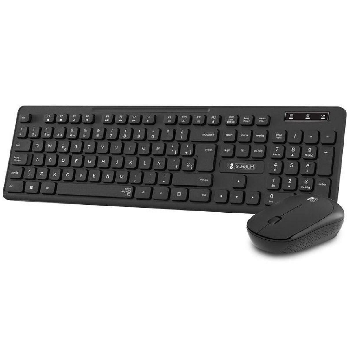 8436586742379_M0800726_P00 Tastiera e Mouse Wireless Subblim SUBKBC-CSSW10 Nero Qwerty in Spagnolo QWERTY - immagine 1