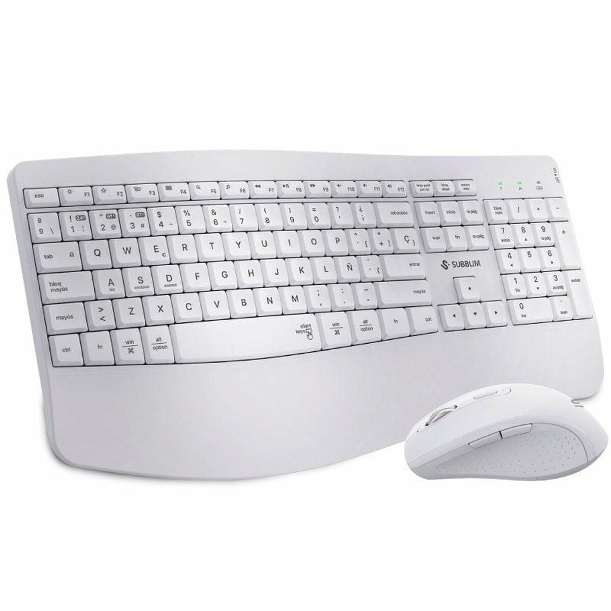 8436586743437_S9917821_P00 Tastiera e Mouse Subblim SUBKBC-DCOPW1 Bianco Spagnolo Qwerty in Spagnolo QWERTY - immagine 1