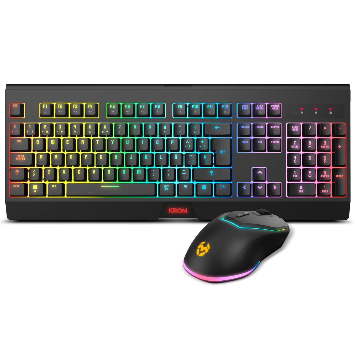 8436587974359_S0471446_P00 Tastiera e Mouse Krom Kabala Nero Multicolore Qwerty in Spagnolo - immagine 1