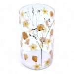 Natural Floral Glass - Tall Vase Candle Holder - Rose - (19x11cm)