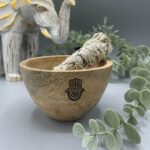 Wooden Smudge and Ritual Offerings Bowl - Hamsa - 12x7cm - immagine 2