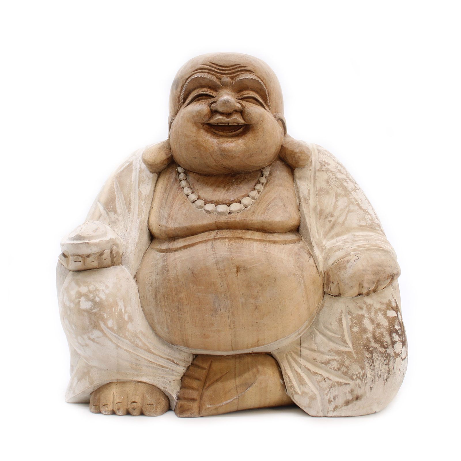bG9jYWw6Ly9tZWRpYS85TS9FQy82MFIzMEMxRzZSVDNFQzlNLzg2YzBjZDI0LmpwZWc.jpg Hand Carved Buddha Statue - 30cm Happy - Whitewash - immagine 1