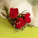 6x Felt Flowers - Red Roses - immagine 3