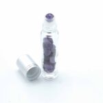 Gemstone Essential Oil Roller Bottle - Amethyst  - Silver Cap + Gemstone Roller Tip for 5ml Bottle - Amethyst