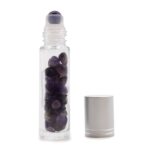Gemstone Essential Oil Roller Bottle - Amethyst  - Silver Cap + Gemstone Roller Tip for 5ml Bottle - Amethyst - immagine 2